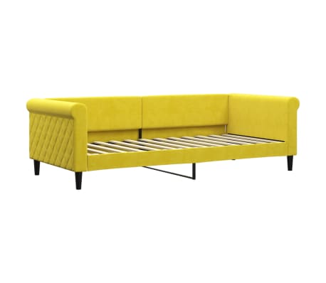 vidaXL Sofa z materacem do spania, żółta, 90x200 cm, aksamit