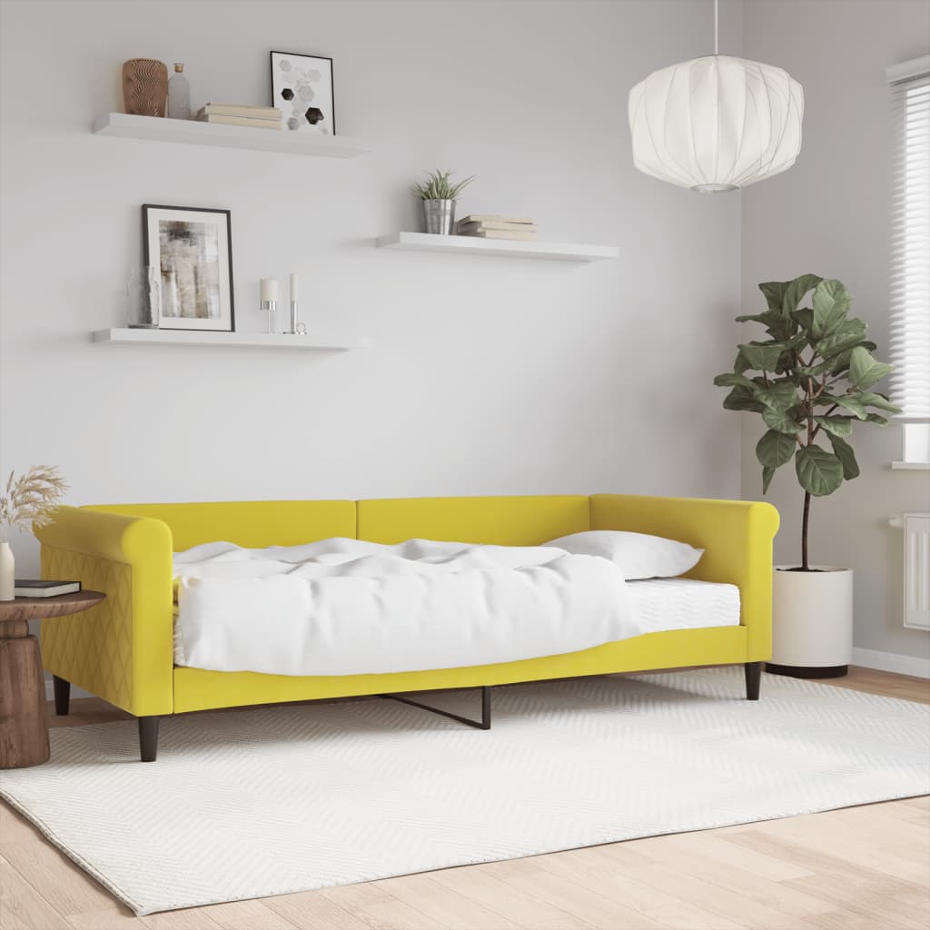 vidaXL daybed med madras 90x200 cm velour gul