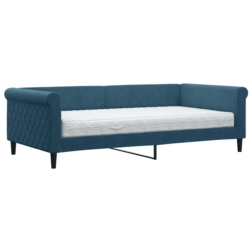 vidaXL Slaapbank met matras 100x200 cm fluweel blauw, foto 3
