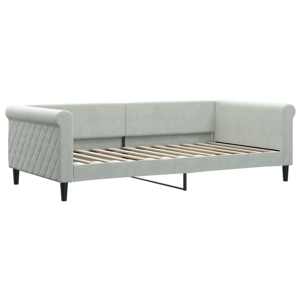 vidaXL világosszürke szövet kanapéágy matraccal 100 x 200 cm