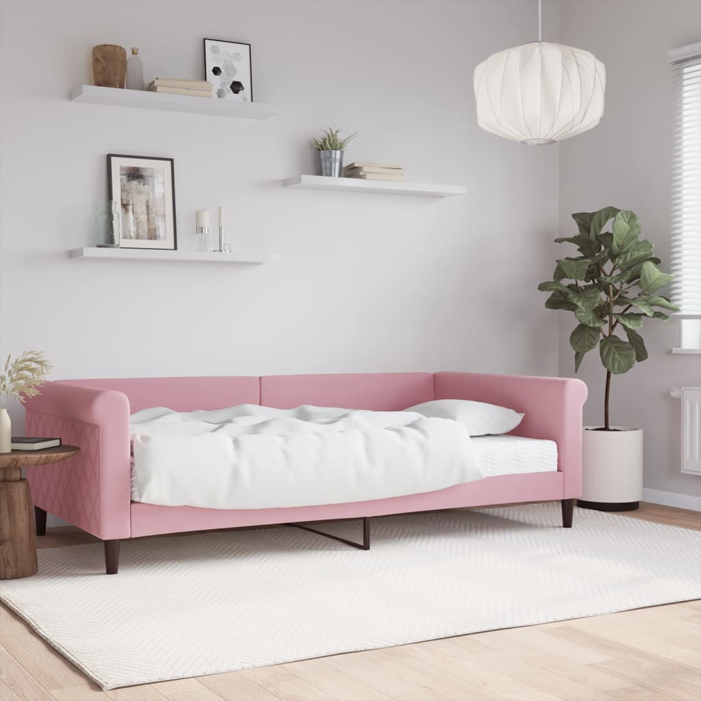 vidaXL Tagesbett mit Matratze Rosa 100x200 cm Samt