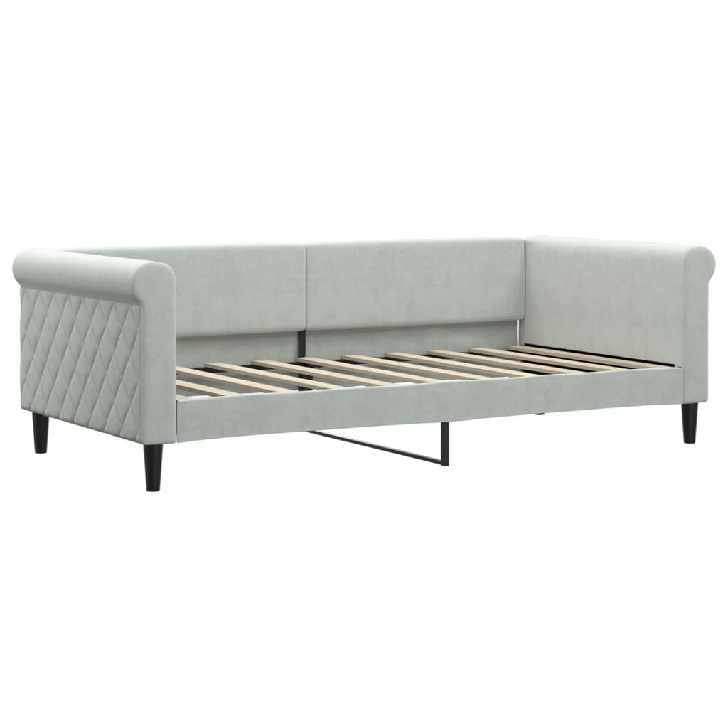 vidaXL Slaapbank met matras 90x190 cm fluweel lichtgrijs grijs, foto 2