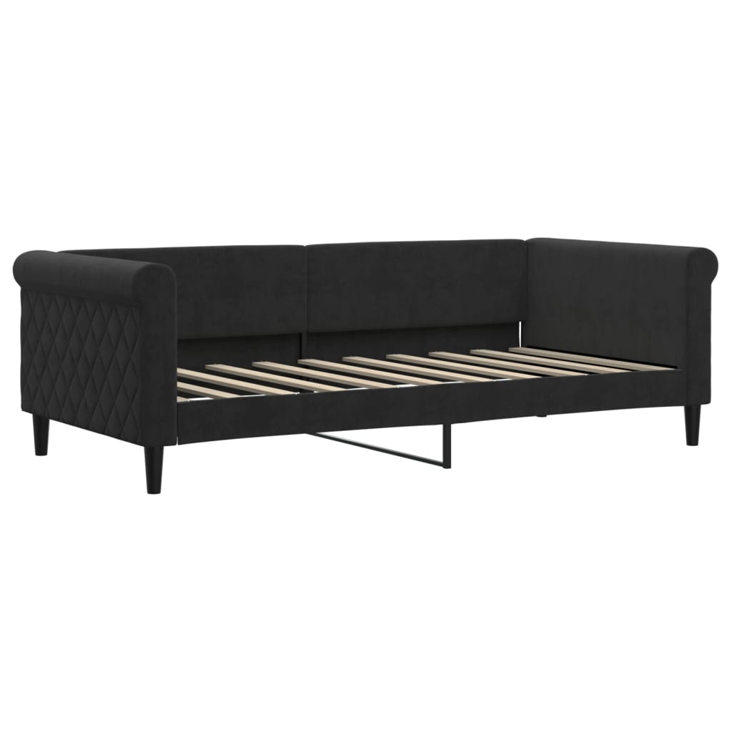 vidaXL Lit de jour avec matelas noir 90x190 cm velours