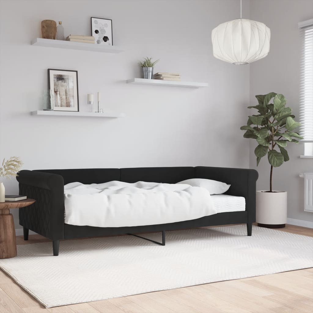 vidaXL Tagesbett mit Matratze Schwarz 90x190 cm Samt