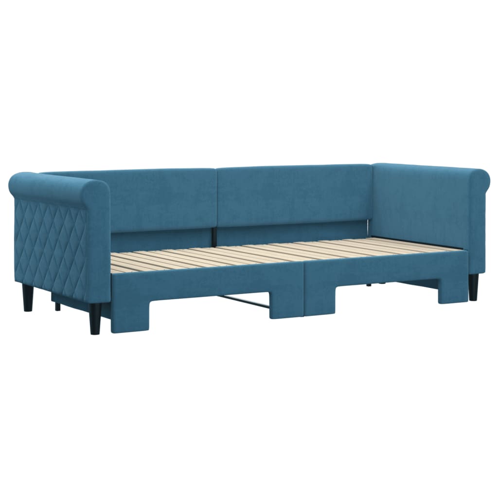 vidaXL Slaapbank met onderschuifbed 80x200 cm fluweel blauw afbeelding
