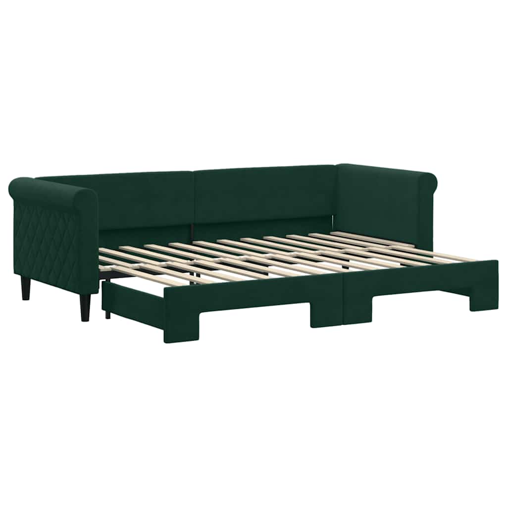 vidaXL Válenda s přistýlkou tmavě zelená 80 x 200 cm samet