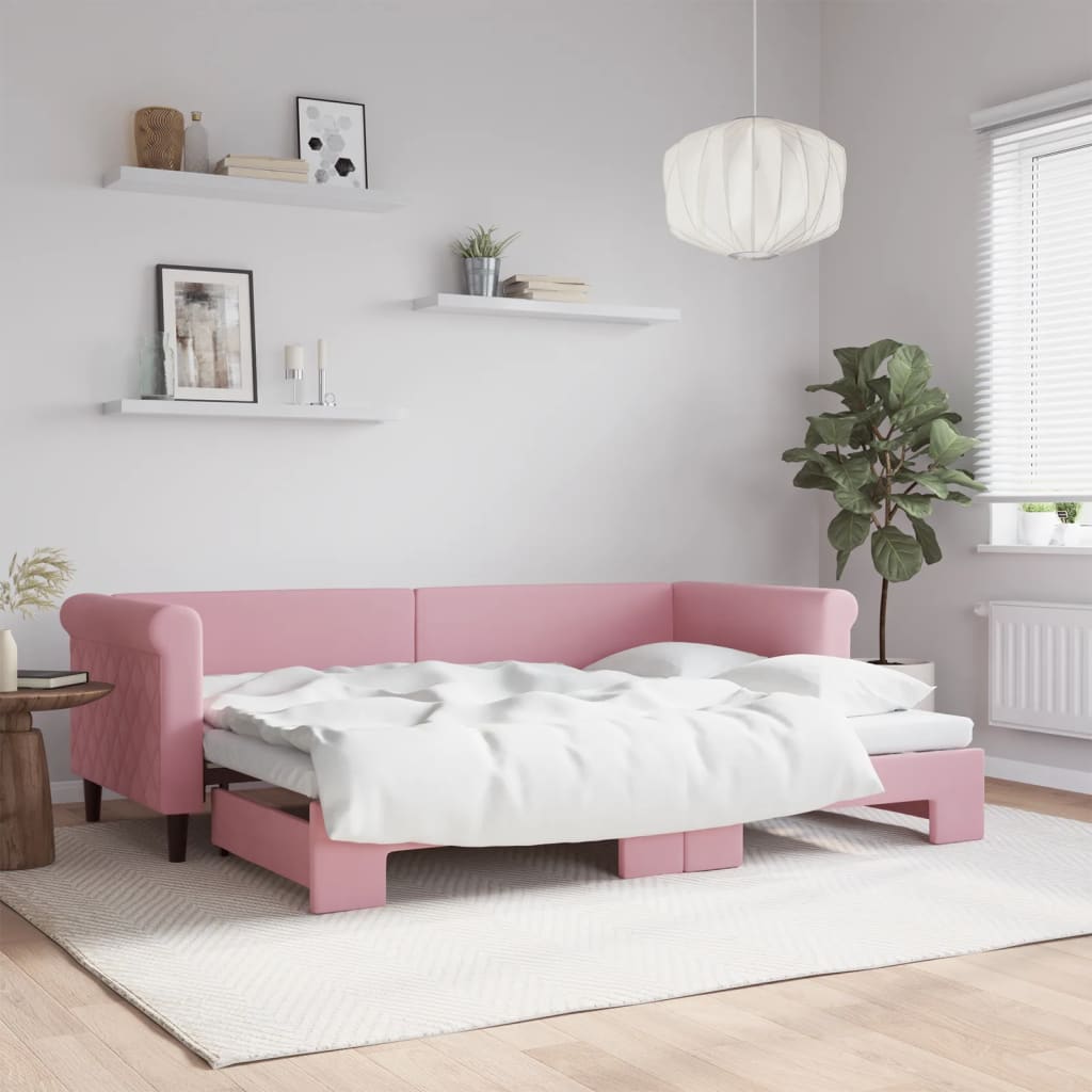 vidaXL daybed med udtræk 80x200 cm velour lyserød
