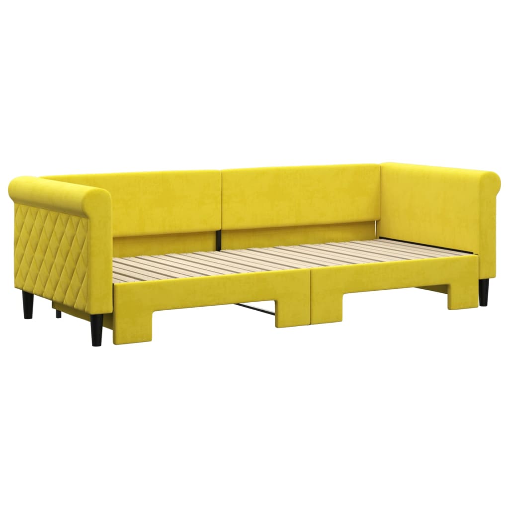vidaXL Denná posteľ s rozkladacou posteľou žltá 80x200 cm zamat