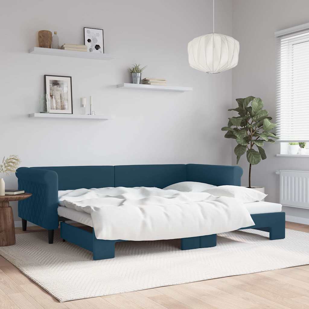 vidaXL daybed med udtræk 90x200 cm velour blå