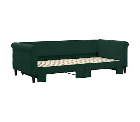 vidaXL Slaapbank met onderschuifbed 90x200 cm fluweel donkergroen