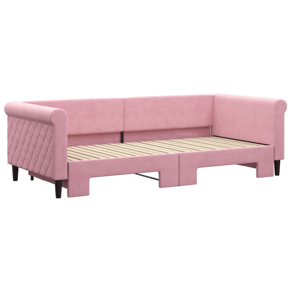 vidaXL Tagesbett Ausziehbar Rosa 90x200 cm Samt