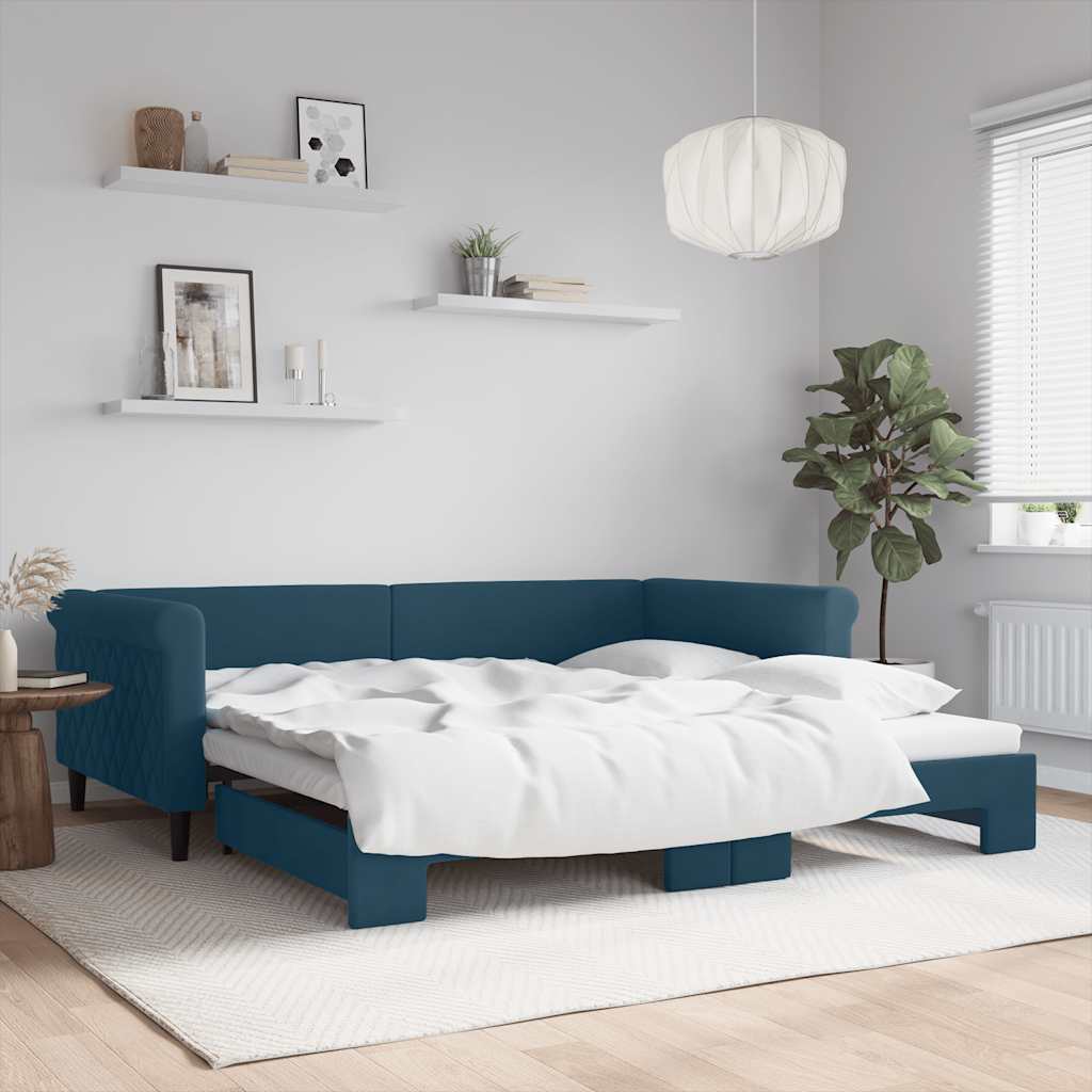 vidaXL daybed med udtræk 100x200 cm velour blå