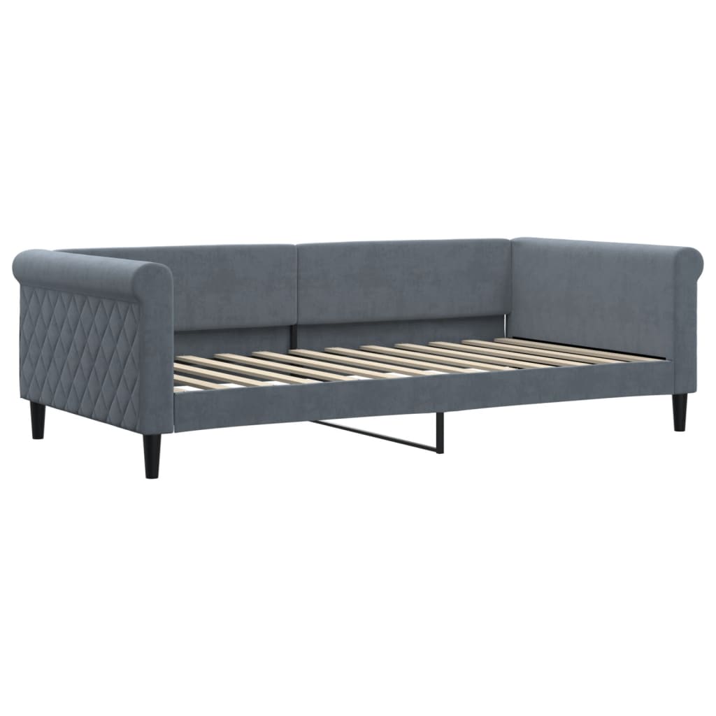 vidaXL Slaapbank met onderschuifbed 100x200 cm fluweel donkergrijs grijs, foto 4