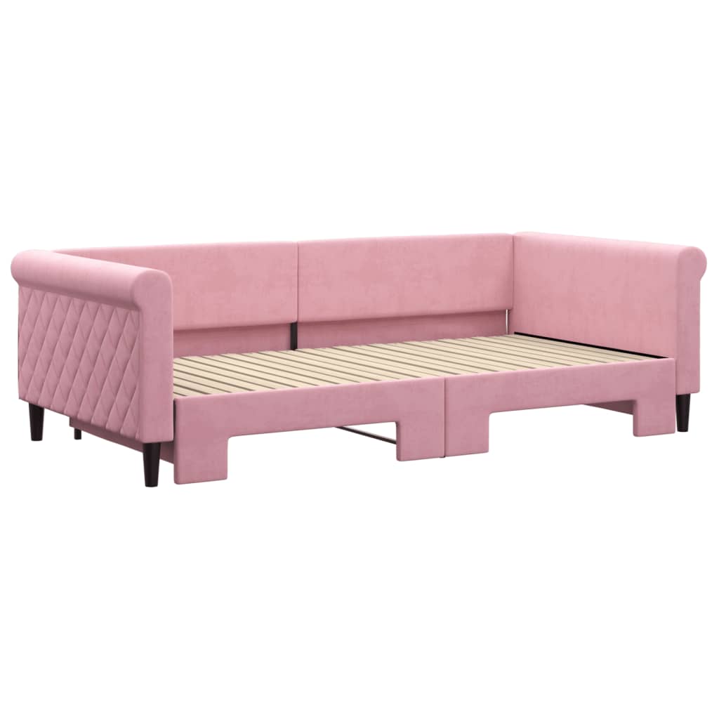 vidaXL rózsaszín kihúzható bársonyheverő 100 x 200 cm