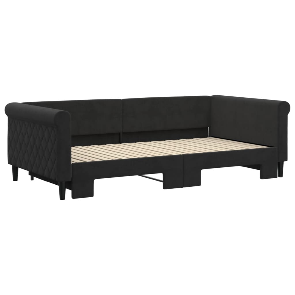 vidaXL Slaapbank met onderschuifbed 100x200 cm fluweel zwart afbeelding