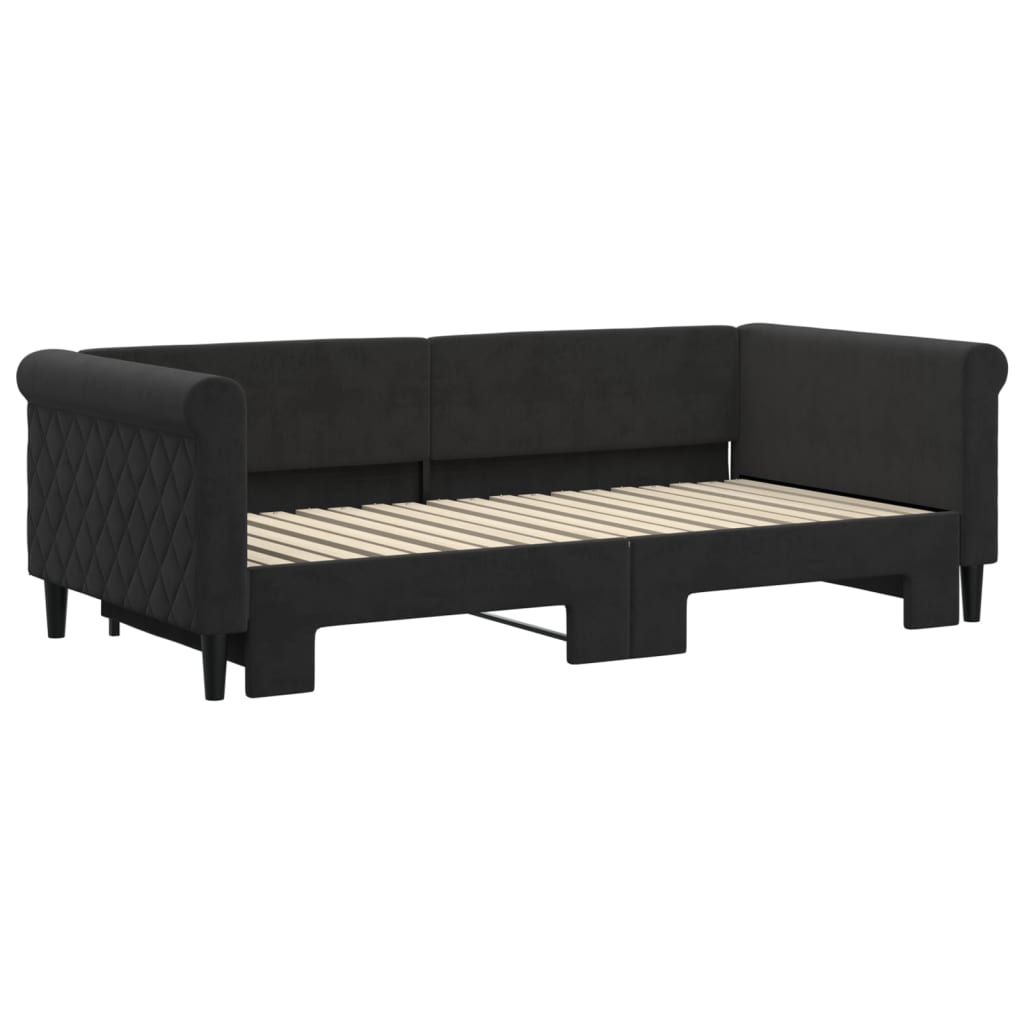 vidaXL Slaapbank met onderschuifbed 90x190 cm fluweel zwart afbeelding