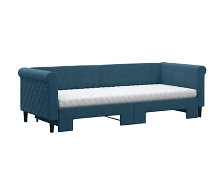 vidaXL Tagesbett Ausziehbar mit Matratzen Blau 80x200 cm Samt
