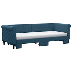vidaXL Tagesbett Ausziehbar mit Matratzen Blau 80x200 cm Samt