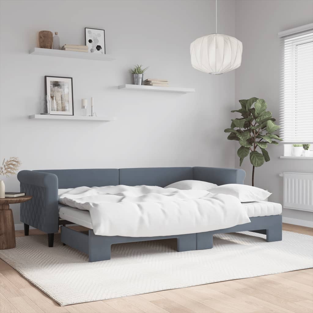vidaXL daybed med udtræk og madras 80x200 cm velour mørkegrå