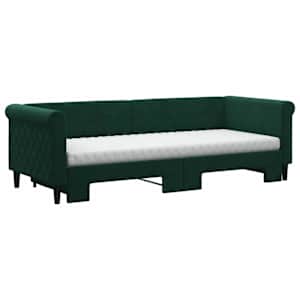 Válenda s přistýlkou a matracemi tmavě zelená 80 x 200 cm samet - obrázek 3