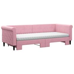 vidaXL Sof&aacute;-cama com gavet&atilde;o e colch&otilde;es 80x200 cm veludo rosa