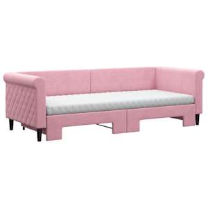 vidaXL Sof&aacute;-cama com gavet&atilde;o e colch&otilde;es 80x200 cm veludo rosa