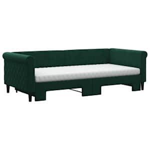 Válenda s přistýlkou a matracemi tmavě zelená 90 x 200 cm samet - obrázek 3