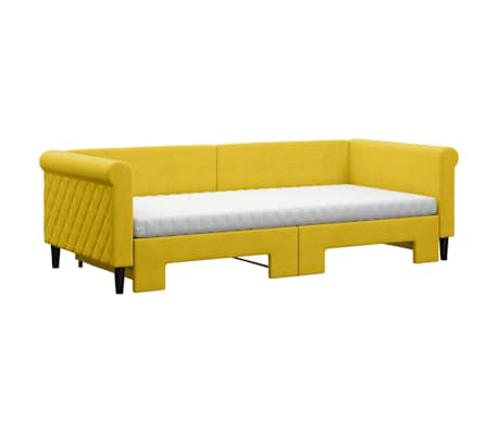 vidaXL Lit de jour avec gigogne et matelas jaune 90x200 cm velours