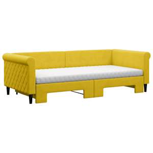 vidaXL Lit de jour avec gigogne et matelas jaune 90x200 cm velours