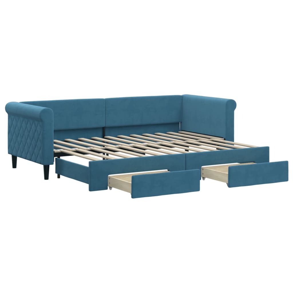 Thumbnail - vidaXL Tagesbett Ausziehbar mit Schubladen Blau 80x200 cm Samt
