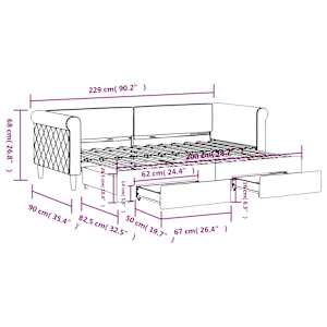 Válenda s přistýlkou a zásuvkami světle šedá 80 x 200 cm samet - obrázek 12