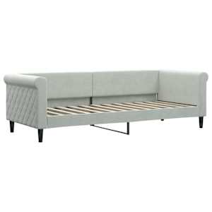Válenda s přistýlkou a zásuvkami světle šedá 80 x 200 cm samet - obrázek 6