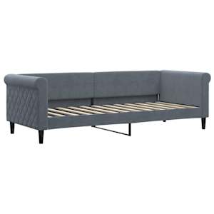 Válenda s přistýlkou a zásuvkami tmavě šedá 80 x 200 cm samet - obrázek 6
