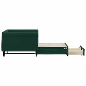 Válenda s přistýlkou a zásuvkami tmavě zelená 90 x 200 cm samet - obrázek 4