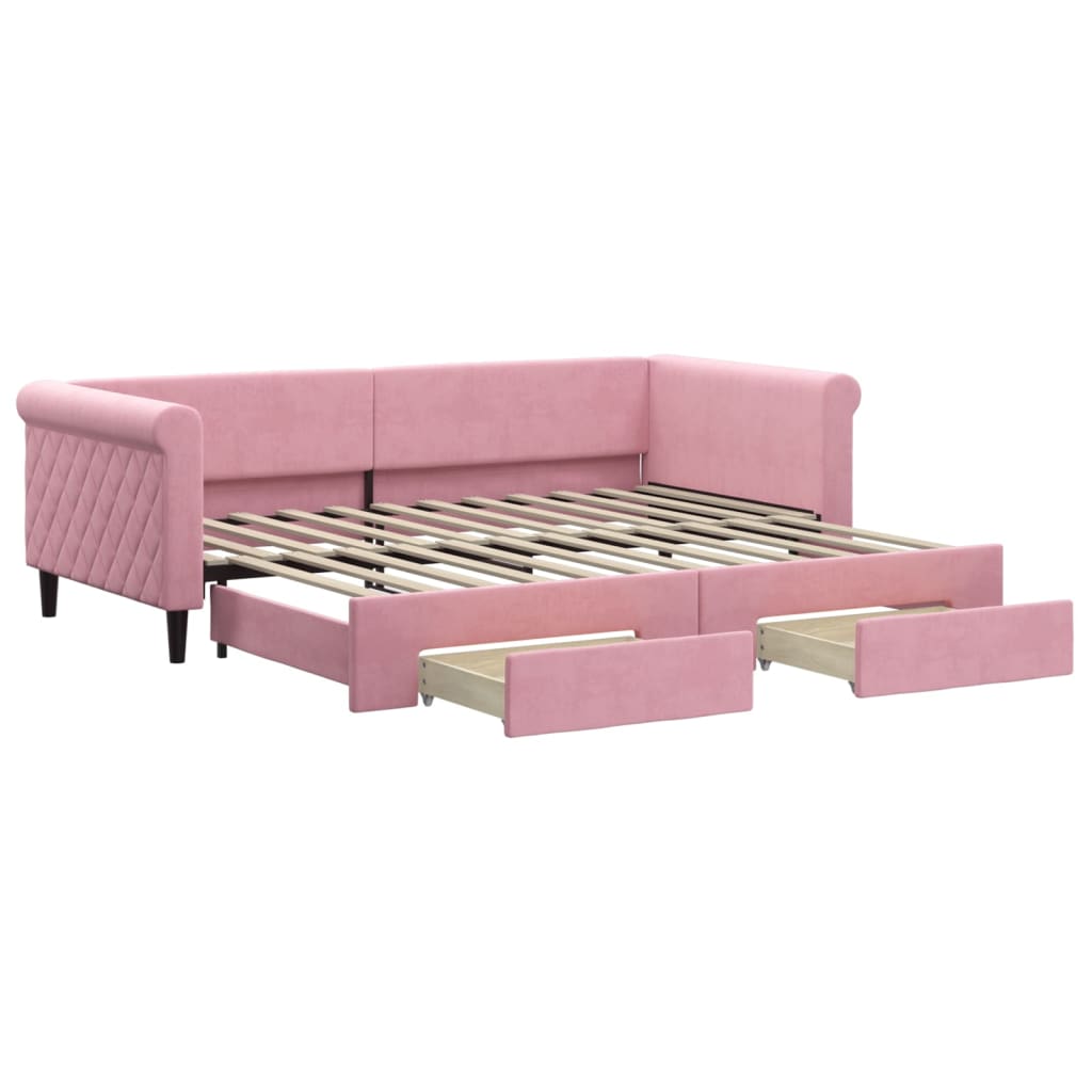 Thumbnail - vidaXL Tagesbett Ausziehbar mit Schubladen Rosa 90x200 cm Samt