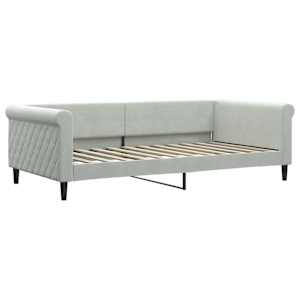 Válenda s přistýlkou a zásuvkami světle šedá 100 x 200 cm samet - obrázek 6