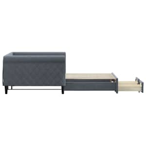 Válenda s přistýlkou a zásuvkami tmavě šedá 100 x 200 cm samet - obrázek 4