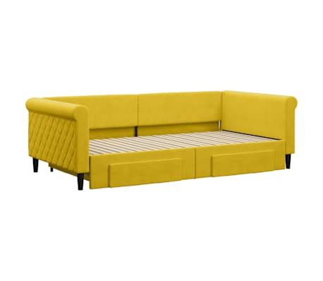 vidaXL Tagesbett Ausziehbar mit Schubladen Gelb 100x200 cm Samt
