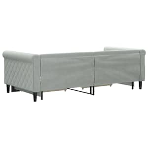 Válenda s přistýlkou a zásuvkami světle šedá 90 x 190 cm samet - obrázek 5