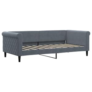 Válenda s přistýlkou a zásuvkami tmavě šedá 90 x 190 cm samet - obrázek 6