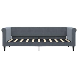 Válenda s přistýlkou a zásuvkami tmavě šedá 90 x 190 cm samet - obrázek 7