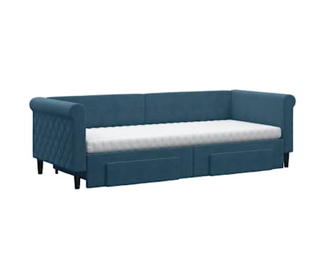 vidaXL Tagesbett Ausziehbar mit Schubladen Blau 80x200 cm Samt