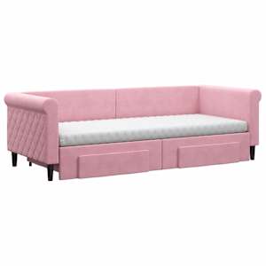 Válenda s přistýlkou a zásuvkami růžová 80 x 200 cm samet - obrázek 3