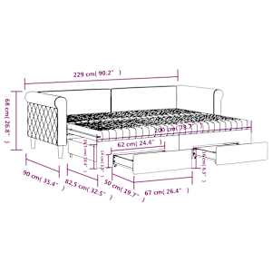 Válenda s přistýlkou a zásuvkami růžová 80 x 200 cm samet - obrázek 13