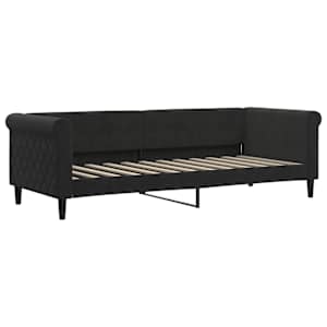 Válenda s přistýlkou a zásuvkami černá 80 x 200 cm samet - obrázek 4
