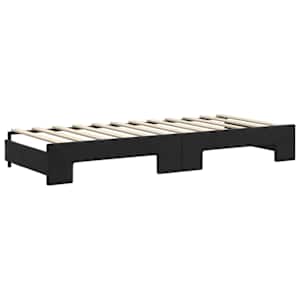 Válenda s přistýlkou a zásuvkami černá 80 x 200 cm samet - obrázek 5