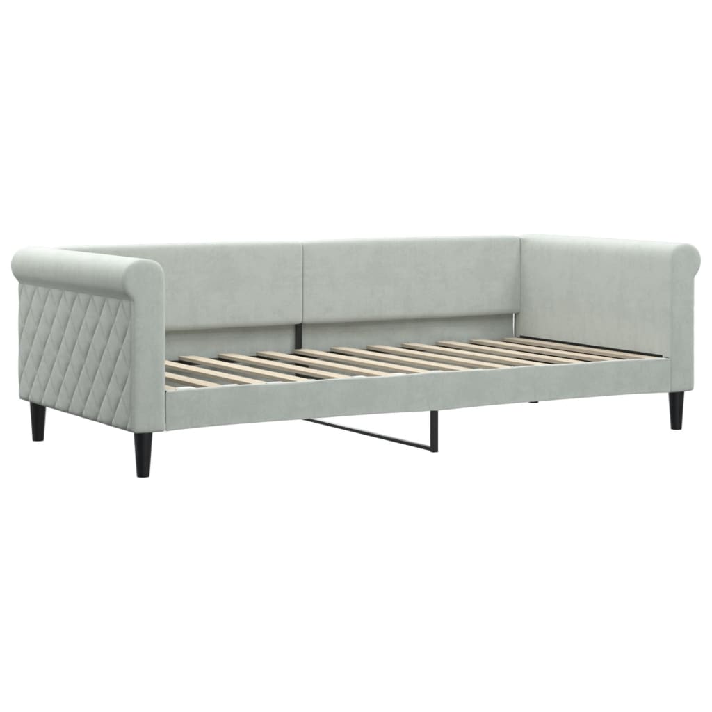 vidaXL Slaapbank onderschuifbed en lades 90x200 cm fluweel lichtgrijs grijs, foto 4