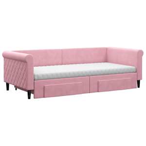 Válenda s přistýlkou a zásuvkami růžová 90 x 200 cm samet - obrázek 3