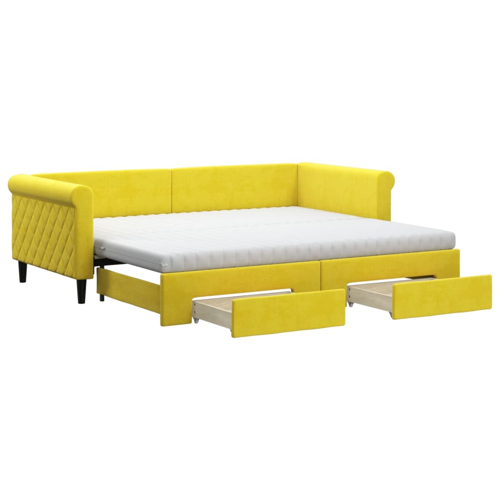 Thumbnail - vidaXL Tagesbett Ausziehbar mit Schubladen Gelb 90x200 cm Samt