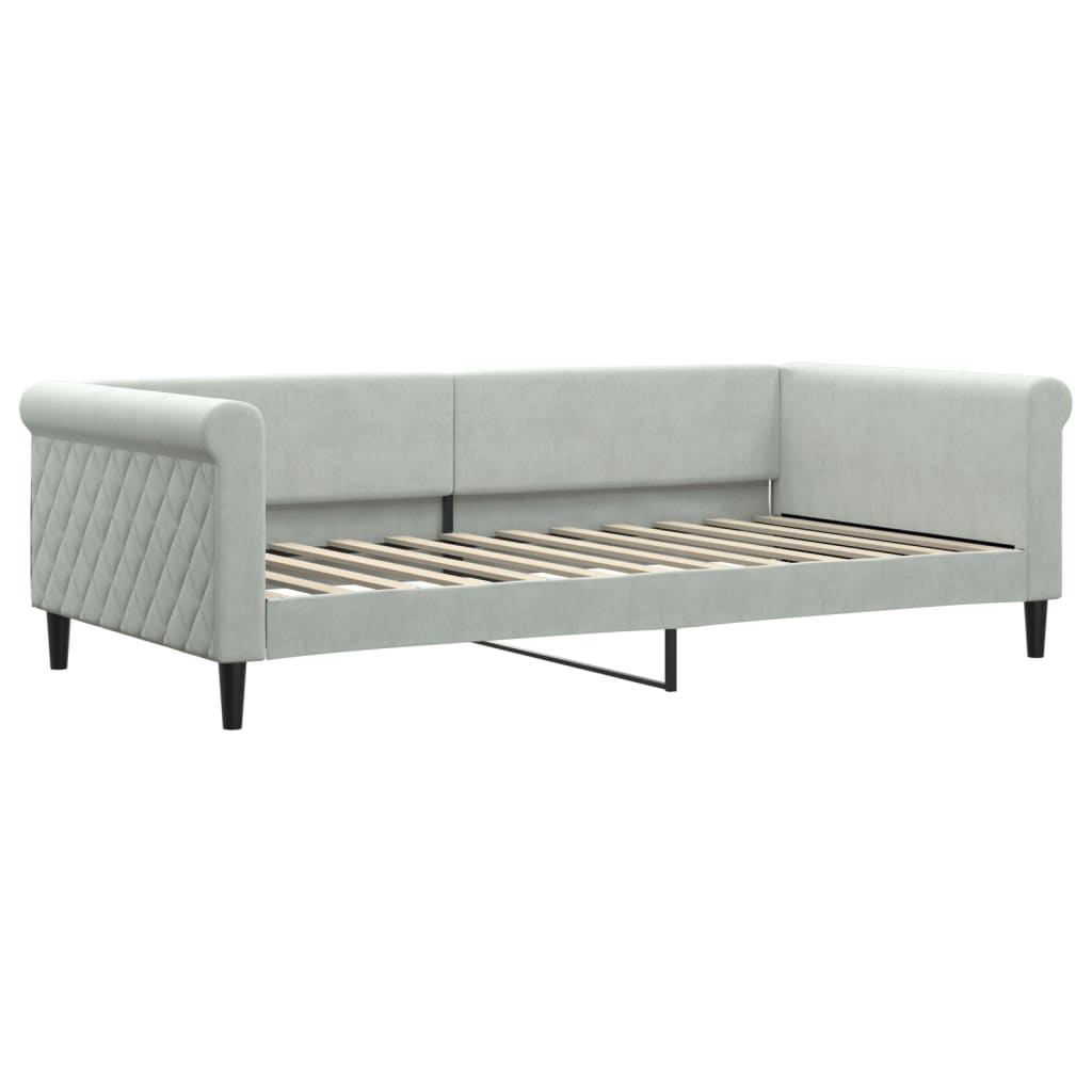 vidaXL Slaapbank onderschuifbed en lades 100x200 cm fluweel lichtgrijs grijs, foto 4